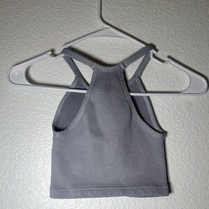 Free People Gray Ribbed Crop Top